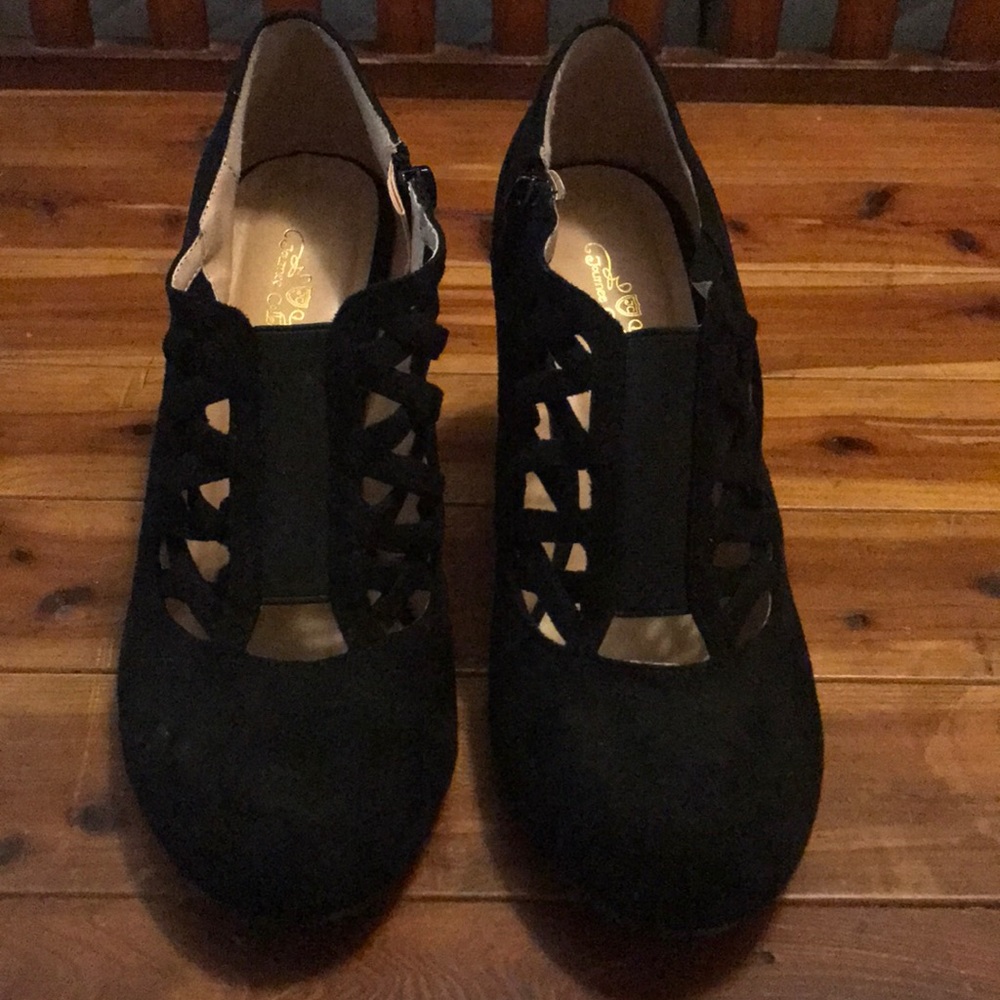 Black Suede Bootie Heels